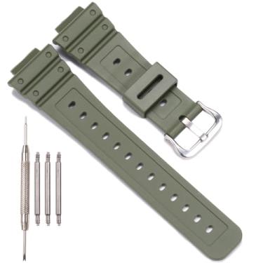 Imagem de XBHSW Pulseira de resina compatível com Casio G-shock DW-5600 GW-M5610 GW-6900 DW-6900 G-6900 G-6900 Pulseira esportiva impermeável (Deep Army Green)