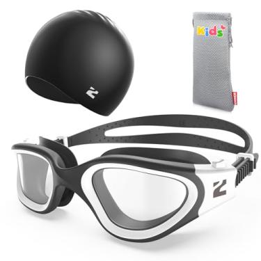 Imagem de ZIONOR Óculos de natação infantil com tampa, G1 MINI SE Óculos de natação antiembaçamento com touca de natação de silicone para crianças