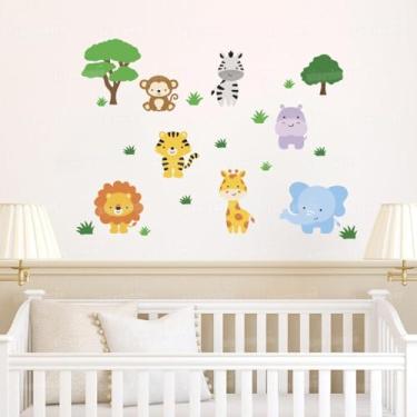 Imagem de Kit Adesivos Decorativos Infantil Cartela Safari Seguro Lavável Fácil Aplicação Decoração Ideal Quarto Bebê Criança Menina Menino Ambiente Kids