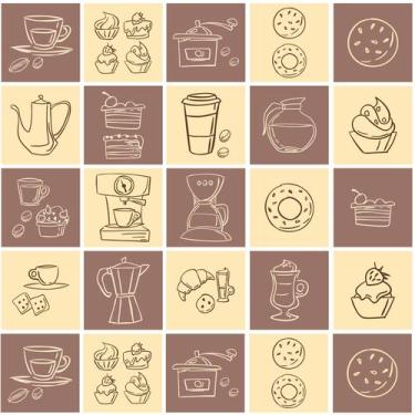 Imagem de Adesivo de Azulejo Cozinha Hora do Café 15x15cm com 18un - Quartinhos