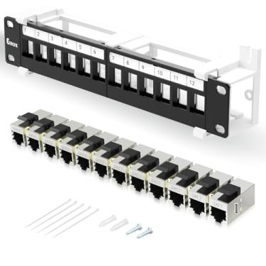 Imagem de Enmane Painel de remendo de 12 portas CAT6 Patch Panel Suporte de parede de 25 cm incluído para cabeamento Cat6, Cat5e, Cat5 (CAT7)