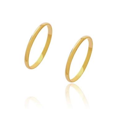 Imagem de Par de Alianças de Casamento Diana Ouro Abaulada Lisa 1,8mm 1,5g - Joi