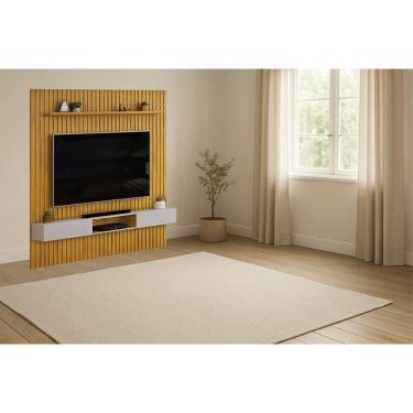 Imagem de Rack Bancada c/ Painel p/ TV Trento 250x240cm Cedro/Bali - DJ Móveis