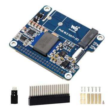 Imagem de Waveshare Adaptador PCIe para M.2 com função PoE (C), compatível com Raspberry Pi 5, suporta drive de estado sólido NVMe Protocol M.2, leitura/escrita de alta velocidade