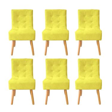 Imagem de Kit 6 Cadeiras Poltrona Sala de Jantar Penteadeira Reforçada Decorativa Liz Suede