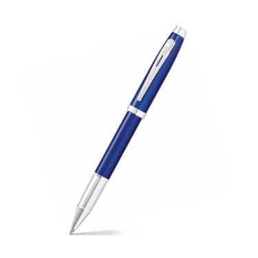 Imagem de Sheaffer 100 canetas esferográficas de laca azul brilhante com acabamento cromado polido