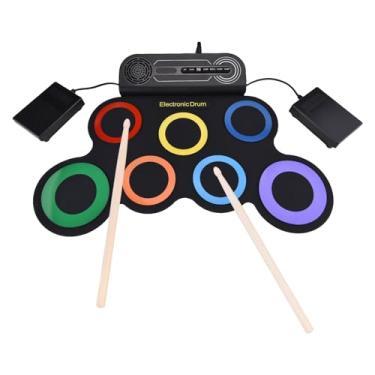 Imagem de Depisuta Conjunto de Bateria Elétrica, 7 Almofadas Praticam Tambores Com Fone de Ouvido, Bulit Em Alto -falantes, Rolamento Portátil Recarregado Com Tamboras Com Tambores e Pedal (Colorido)