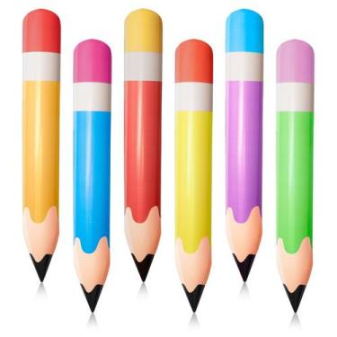 Imagem de Balões de lápis infláveis Denylo pro 70cm, multicoloridos, 6 unidades