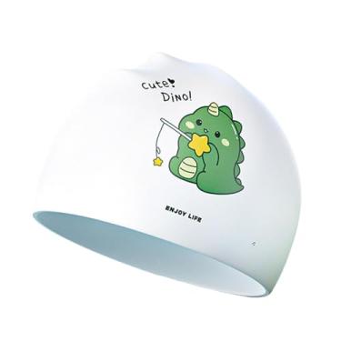 Imagem de kowaku Touca de natação infantil de silicone, touca de banho elástica portátil à prova d'água, macia, para surfe, esportes aquáticos e praia, Verde