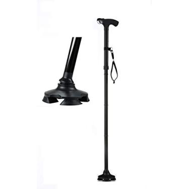 Imagem de Bengala curta – bengala de pé – com 1,82 m e luz – Corra antes que acabe, melhor bengala de caminhada – como visto na TV Cane – dobrável – ajustável – pulseira preta