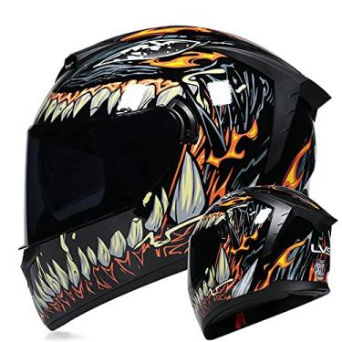 Imagem de TRIPERSON Capacete Integral Para Motocicleta, Aprovado Pela Dot, Motocicletas, Ciclomotores, Motos De Rua, Corrida, Masculino E Feminino (Mutations Black Mirror, Grande)