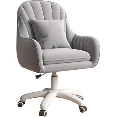 Imagem de Cadeira De Mesa Giratória Cadeira De Mesa Confortável Para Casa, Cadeira De Tarefa De Computador Estofada Giratória De 360° Ajustável Em Altura De Veludo Moderna Para Sala De E, Grey