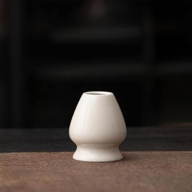 Imagem de RuiJOTWAT Suporte de batedor de cerâmica matcha para batedores de bambu matcha acessórios de chá (branco)