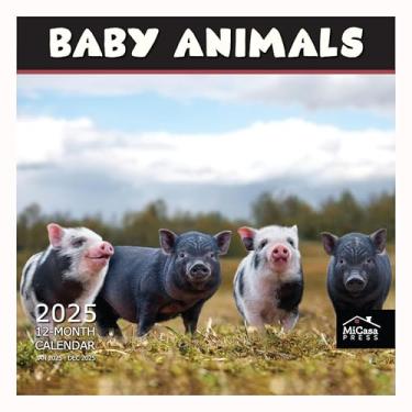 Imagem de MICASA Baby Animals 2025 Calendário de parede mensal pendurado | 30,5 cm x 61 cm | Papel grosso e resistente | Presente | Crianças adolescentes | O calendário mais fofo de todos os tempos