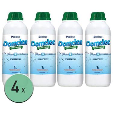 Imagem de kit 4 Algicida de Manutenção 1L - Elimina algas Piscina - Domclor