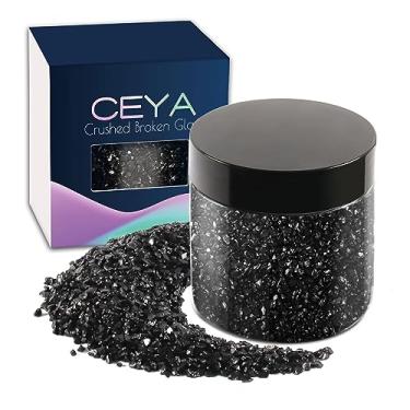 Imagem de Ceya 300 g de vidro esmagado irregular preto metálico cristal lascas de vidro quebrado glitter 2-4 mm artesanato glitter grosso para arte de unha, porta-copos de resina epóxi, ornamento, pintura, geodo capa de telefone joias
