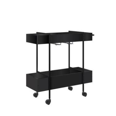 Imagem de Carrinho Bar Estilo Industrial 90x33cm Freedom Móvel na Caixa, Preto