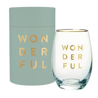 Imagem de Santa Barbara Design Studio Taça de vinho sem haste natalina com detalhes em folha dourada e caixa de presente, comporta 43 ml, maravilhosa