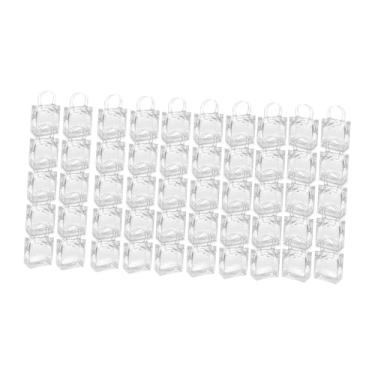 Imagem de Vaveren 50 unidades de sacolas transparentes para presente, sacolas de PVC fofas com alças, sacola de brindes para festa de aniversário, casamento,