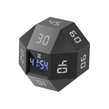 Imagem de Mini temporizador de cubo de 12 lados com contagem regressiva predefinida de 1-3-5-10-15-20-25-30-45-60-90 minutos, uma ferramenta recarregável de eficiência de gerenciamento de tempo adequada para