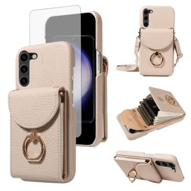 Imagem de Furiet Capa carteira para Samsung Galaxy S23 Plus S23+ 5G órgão com tela de vidro temperado anel fivela alça de ombro, suporte para cartão capa de telefone para S23plus 23S + S 23 23+ SM-S916U 16.8 cm