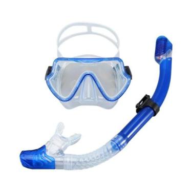 Imagem de Máscara de Mergulho com Snorkel para Adultos e Jovens - Lente de Vidro