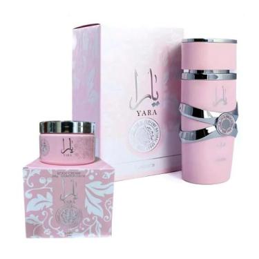 Imagem de Kit Perfume Arabe Yara Rosa Lattafa Eau de Parfum 100ml e Creme Hidrat