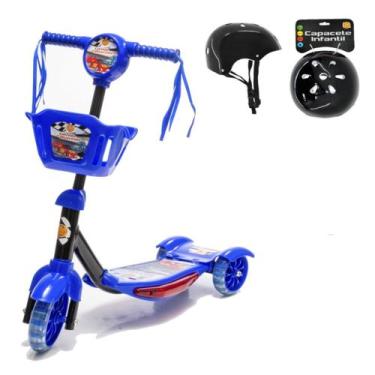 Imagem de Kit Patinete Infantil Luz E Som Menino Ajustável C/ Capacete - Dm Toys