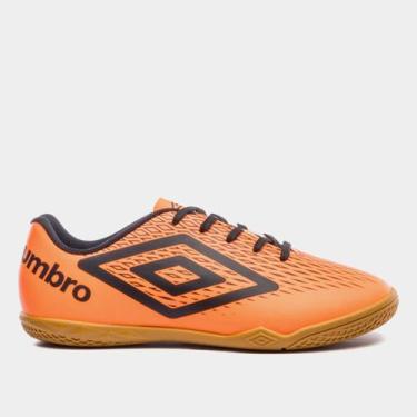 Imagem de Chuteira Futsal Infantil Umbro X-Diamond Unissex, Laranja, Preto, 35