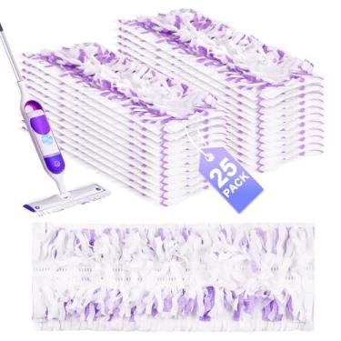 Imagem de Pacote com 25 refis de esfregão elétrico descartáveis para esfregão Swiffer Power, almofadas de substituição para múltiplas superfícies, almofadas de reposição Powermop sem cheiro de 13 camadas