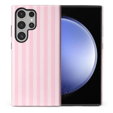 Imagem de WANKBLC Capa ultra brilhante compatível com Samsung Galaxy S24 para meninas e meninos, design de corpo inteiro, silicone macio, proteção contra arranhões, estampa maluca, creme e listras rosa, linha
