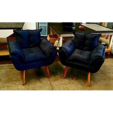 Imagem de Kit 2 poltronas para sala confortavel Opala. In-9 Decor. - Preto