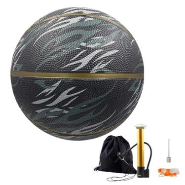 Imagem de FINYQBET Bola de Basquete Tamanho 5 (Padrão Oficial), Borracha para Melhor Durabilidade, Conjunto de Basquete com Bolsa de Transporte, Bomba de Ar - Ideal para Quadras internas e externas (Preto)
