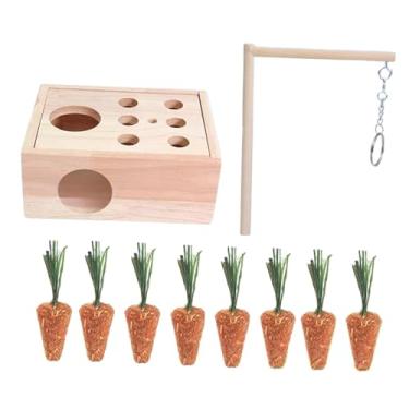 Imagem de IEUDNS Casa de madeira para hamster, esconderijo para pequenos animais, brinquedos divertidos para explorar, túnel para porquinhos-da-índia, esconderijo para