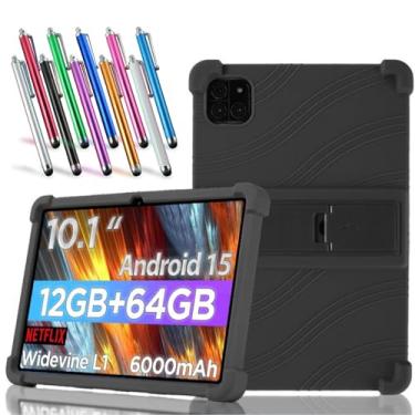 Imagem de elitegadget Capa para tablet Android Callsky-Tab, tablet Android 15 de 10,1 polegadas (Cpad 10) - Capa leve de silicone com 1 caneta stylus aleatória (preto)