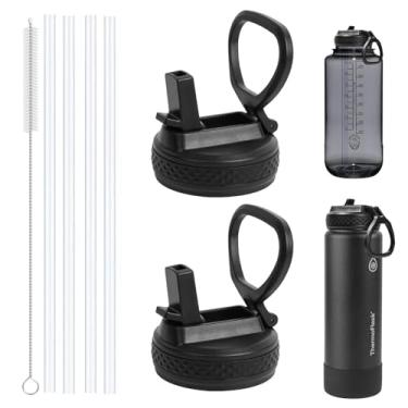 Imagem de UWSTE Pacote com 2 tampas de canudo compatíveis com garrafas de água Nalgene de 946 ml, tampa de substituição para tampa Nalgene de boca ampla, à prova de vazamento e derramamento, sem BPA, fácil de