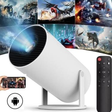Imagem de Projetor 4K com Wi-Fi e som integrado, ideal para exibição de vídeos e