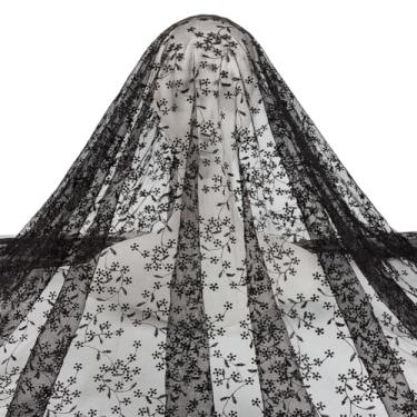 Imagem de MAYJOYDIY 2 jardas de tecido de renda bordado com ramo de flor preta 140 cm floral folha poliéster malha acabamento em renda acessórios de casamento tule para vestidos de casamento DIY meia saia