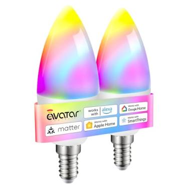 Imagem de Lâmpadas de candelabro inteligente E12 - Lâmpada de vela LED Matter compatível com Apple Home/Alexa, sem necessidade de aplicativo extra, Hub necessário, 5W RGB + luzes reguláveis brancas ajustáveis