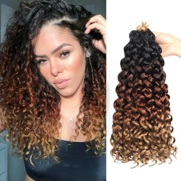 Imagem de Datanala GoGo Curl cabelo de crochê ondulado de 35,5 cm, 8 pacotes de extensões sintéticas de cabelo trançado de praia longo para mulheres (T1B/30/27, 35.6 cm (8 pacotes))