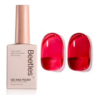 Imagem de Esmalte de gel vermelho Beetles Jelly – 15 ml, vermelho, neutro, transparente, gel, polonês, efeito translúcido, imersão UV, francês, arte de unhas, manicure, presente para mulheres