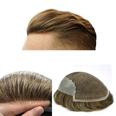 Imagem de LYRICAL HAIR men hair systems peruca masculina peruca de cabelo humano peruca frontal francesa para homens sistemas de substituição de cabelo humano (20,3 x 25,4 cm, 17# Louro escuro - 100% de