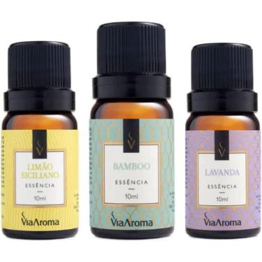 Imagem de Kit 3 Essências Via Aroma - Aromatizador Aromaterapia 10ml Maça, Vanil