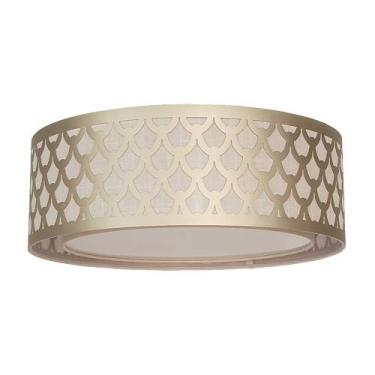 Imagem de Luminária de Teto Plafon Trama Cúpula Dupla Bronze 50x16 - Tom Luz Ilu