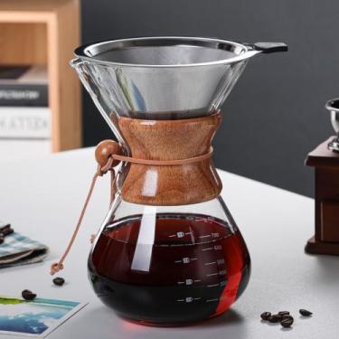 Imagem de Passador De Café Vidro E Coador Tipo Chemex Gola Wood 800ml - 1