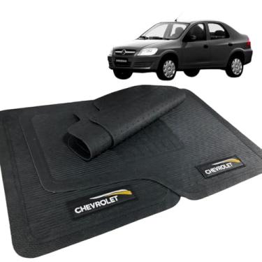 Imagem de Jogo de Tapete Borracha Automotivo Com Logo 5 Peças Bordado Compatível com Chev Gm Prisma 2009 2010 2011