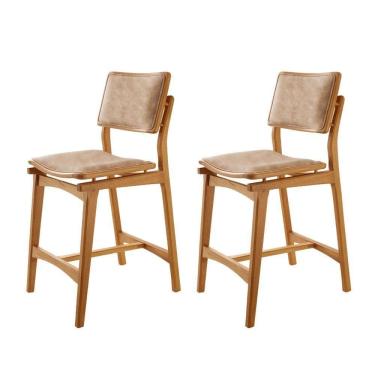 Imagem de Conjunto Com 2 Banquetas Eva Moderna Milano Imbuia Natural
