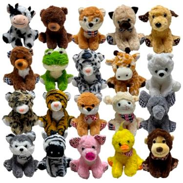 Imagem de Kit 20 Urso Animais De Pelucia Cesta Nicho Safari Selva Decoração Lembrancinha Infantil - 19cm