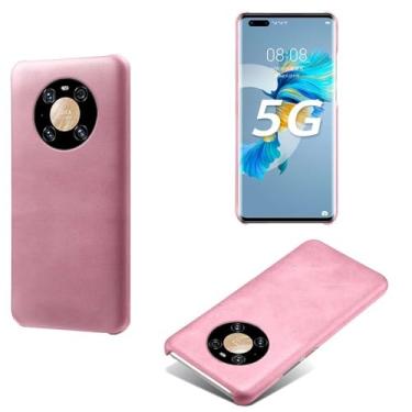 Imagem de Capa para Huawei Mate 40 PRO,Proteção contra quedas,Casca de volta de cor sólida simples,Design de couro de imitação de plástico-Pink