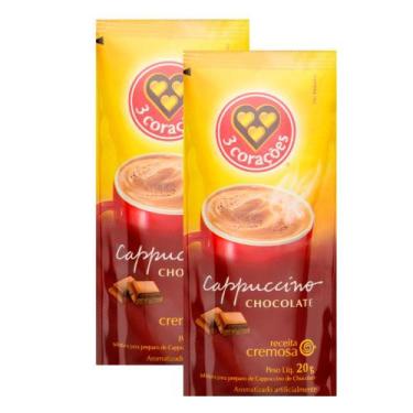 Imagem de Kit 2 Cappuccino 3 Corações Sabor Chocolate Sachê 20g